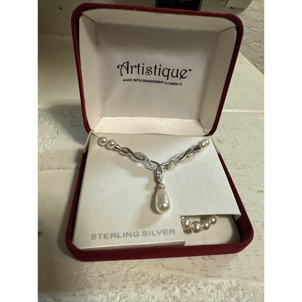 ARTISTIQUE Sterling Silver Simulated Pearl & Crystal Y Necklace - 18 in. - $250